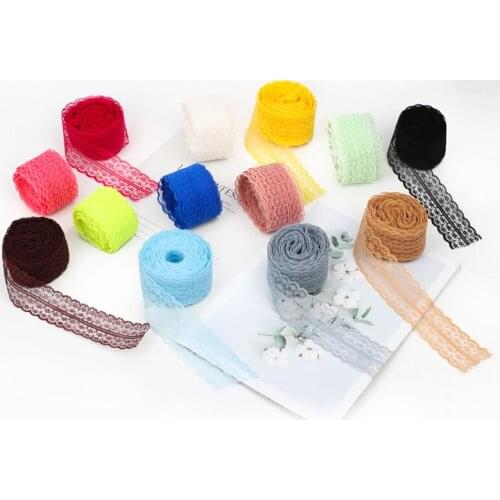 XUGAR 40mm 10yards Multicolor Ribbons Tape Wide Lace Webbing Lace Trim DIY Embroidery Apparel Decoration African Lace Fabric