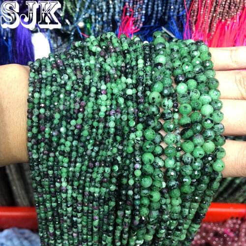 Small Natural Stone Faceted Green Epidote Round Beads 2/3/4mm Section Loose Beads For Jewelry Making DIY Necklace Earring
