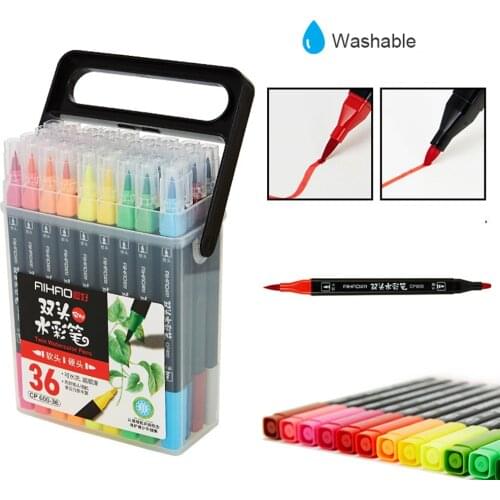 12/18/24/36pcs(box) Colors Art Markers Watercolor Brush Pen Dual Tip Brush Pens Drawing Painting Sketch Marker Pens Art Supplies