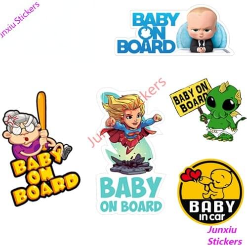 Cartoon Anime Baby In Car Stickers Baby on Board Decals for Rear Windshield Trunk Waterproof Decoration Exterior PVC13x13cm