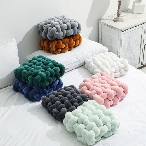 Soft Knot Cushion Plush Throw Pillow Rectangle Sofa Decorative Cushions Solid Color Lumbar Support For Office Chair Home Decor