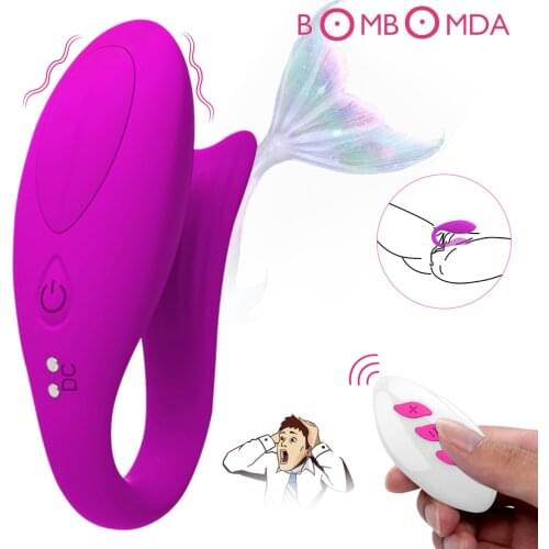 Wearable Fish Dildo Vibrator for Women G Spot Clit Stimulator Wireless Remote control U Type Vibrator for Adult Couple Sex toys