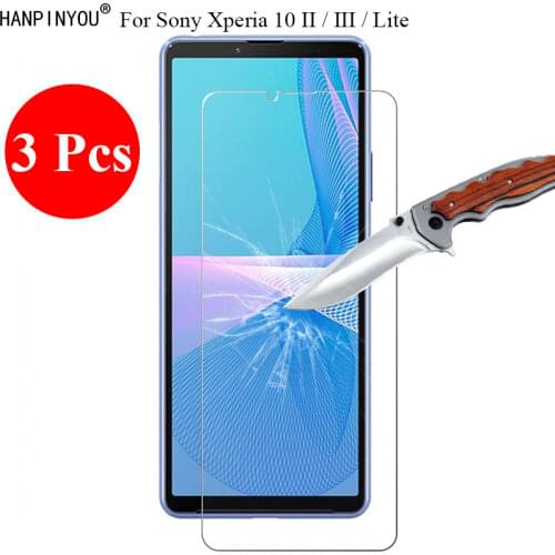 3 Pcs/Lot New 9H 2.5D Tempered Glass Screen Protector For Sony Xperia 10 II / III 6.0" Protective Film + Clean Tools