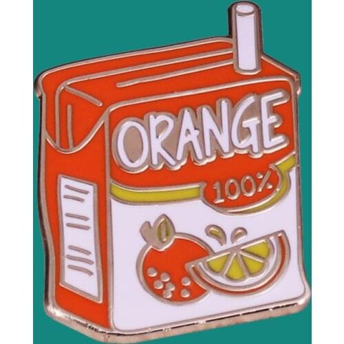 Orange Enamel Pins Brooch Collecting Alloy Box Lapel Badges Men Women Fashion Jewelry Gifts Adorn Backpack Collar Hat