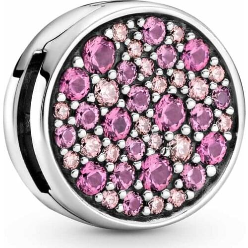 Original Reflexions Dazzling Pink Elegance With Crystal Clip Beads Fit 925 Sterling Silver Charm Pandora Bracelet Diy Jewelry