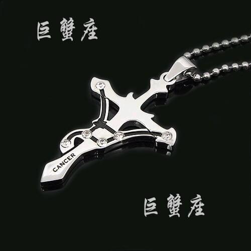 Twelve constellation CANCER couplesl Cross 316L Stainless Steel pendant necklaces necklace jewelry wholesale
