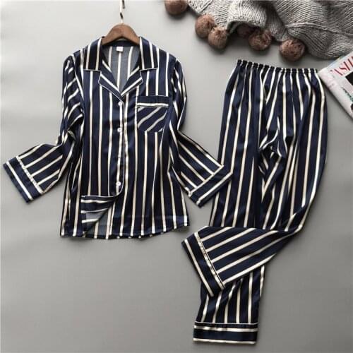 Summer Fashion Women Vertical Homewear Stripe Rayon Pajamas Set Loose Leisure Comfortable Spring V-neck Sleepwear