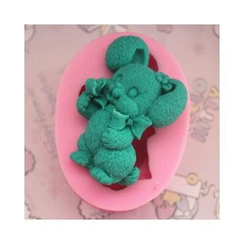 Silicone mold big rabbit shape Handmade flower decoration cake mold chocolate clay craft mould DIY tools