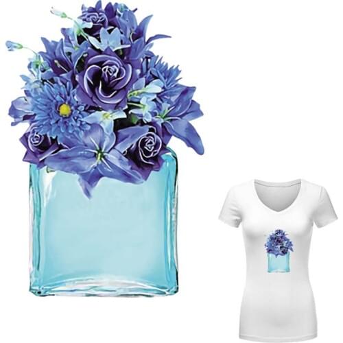 Blue Perfume Iron On Patch Flower Clothes Decoration Diy Accessory New Design Washable Print On T-Shirt Iron On Patches