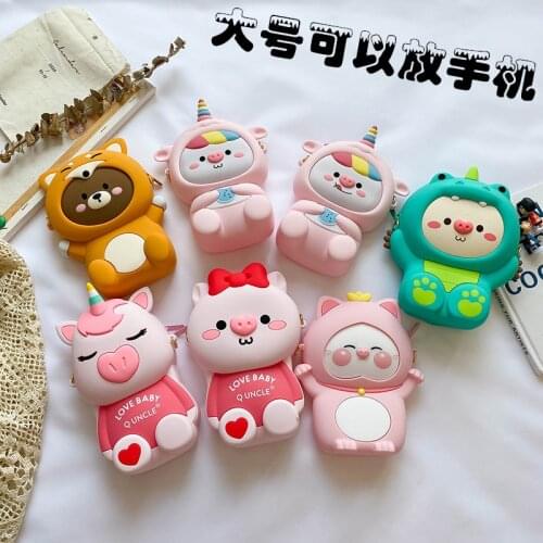 Large Capacity Womens Bags Cute Cartoon Soft Silicone Bear Bag New Shoulder Messenger Bag Female Versatile Mobile Handbags