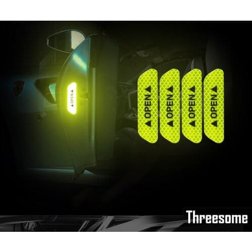 SRETZM Reflective Warning Mark Color Change OPEN Door Safety Car Sticker Decals Auto Accessories Protective film Universal