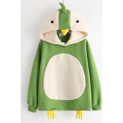 Winter Autumn New Woman 2021 Harajuku Fashion Cartoon Cute Chicken Plush Long Sleeve Hoodies For Female Pullover Top
