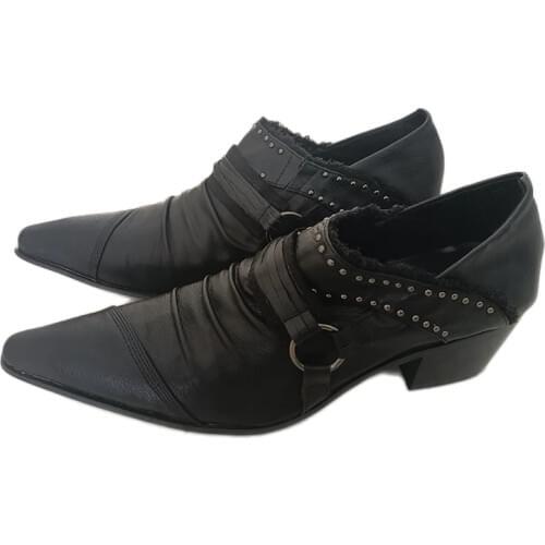 Japanese Style pointed toe shoes high-heeled Mans Leather Shoes, Wedding/Stage/Business Shoes for Man, EU38-46