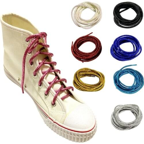 Sparkle Bling Round Shoelaces Metallic Glitter Boot Laces Shoestrings for Sport Shoes Sneakers 115CM