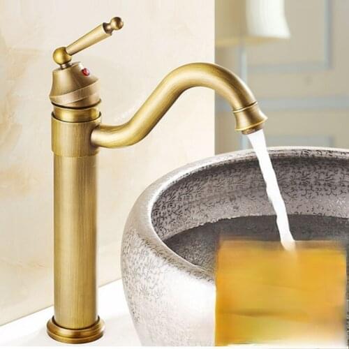 Rotatable all copper European style antique bathroom wash face Basin tap