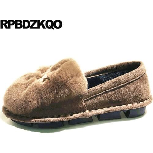Designer shoes china korean round toe casual slip on flats winter shallow chinese comfortable women large size 2019 fur ladies