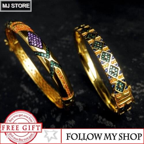 S925 Silver Charm Original Copy 1:1 Multicolor Tribal Bangles For Women Luxury Brand Monaco Jewelry Golden Bracelet Lovers Gift