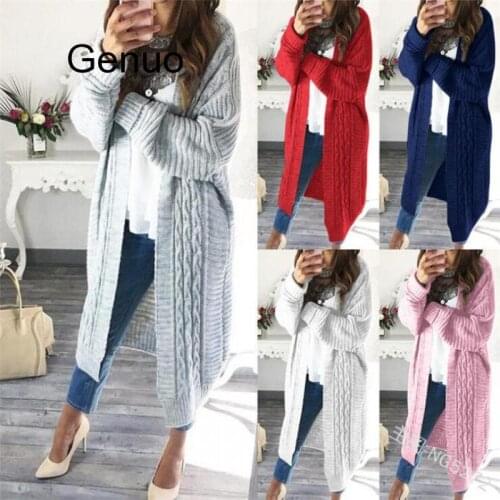 2020 Autumn Winter Women Sweater Cardigan Solid Loose Mid-length Knitted Coat Cardigan Jacket Five Colors S~3XL