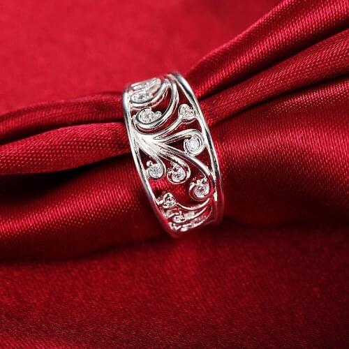 Hot new 925 Sterling Silver crystal fine Pattern Rings For Women elegant Fashion Party Gift Charm wedding Popular brands Jewelry