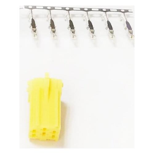 10 Sets Yellow MINI ISO 6Pin Port Connector For Fiat Renault Volkswagen Audi Skoda VDO Blaupunkt Mini ISO Connector