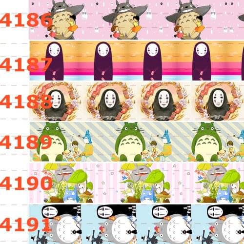10yards - different sizes - Cartoon ribbon - Totoro/no face man- cute cartoon movie printed grosgrain ribbon/180716-4186-4191