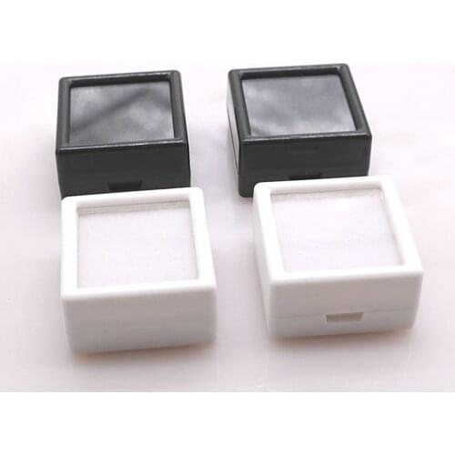 100PCS Square 30*30mm Bare Diamond Display Jewelry Storage Box White Black Soft Sponge Cushion Loose Diamond Jewelry Gift Box