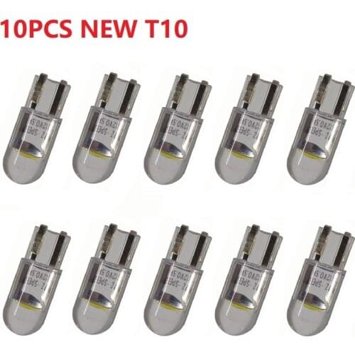 10x 2021 Newest W5W Led T10 Car Light COB Glass 6000K White Auto Automobiles License Plate Lamp Dome Read DRL Bulb Style 12V