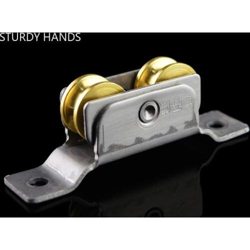 2pcs/lot Bottomless Frame Plastic Steel Door Double Wheel Pulley Panning Cupboard Door Sliding High Casters Hardware Accessories