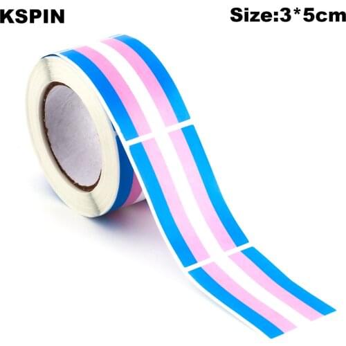 500PCS Stickers 3*5CM Transgender pride Paper Sticker Label Packaging Seals Crafts Favor Tag Toppers Labels