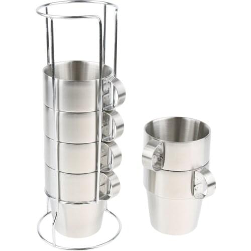 6 Pieces Stainless Steel Double Insulated Vacuum Coffee Mugs Water Tea Cup for Hiking Backpacking Picnic Home Use