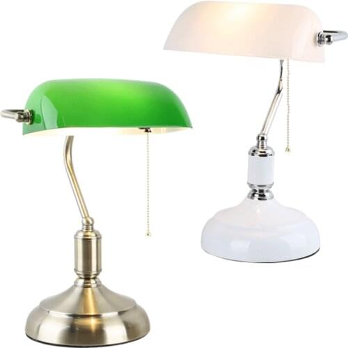 Antique bronze Fashion lamp American retro study desk work reading desk lamp green eye-protection bedroom bedside table lamp