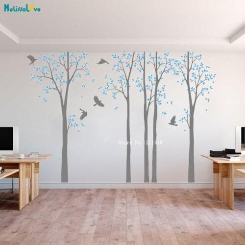 White Birch Tree Wall Decals Birch Trees Self-adhesive Vinyl Home Decor For Living Nursery Room Unique Gift YT4330
