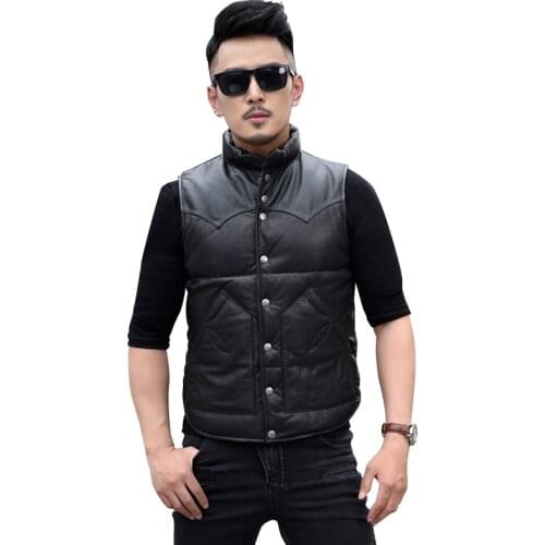 Free shipping.Brand new warm goatskin vest,genuine leather clothing.white duck down jacket,fashion style coat.sales