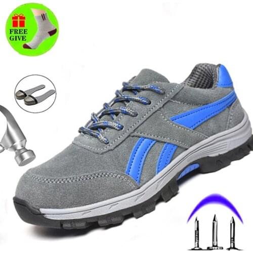 Safety Shoes Outdoor Sports Steel Toe Caps Shoes Four Seasons Breathable Casual Mens Leather Non-slip Lightweight Work Boots