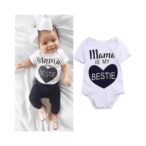 Newborn Kids Baby Infant Boy Girl Cotton Short Sleeve Letter Bodysuit Jumpsuit Outfit Clothes Size 0-24M