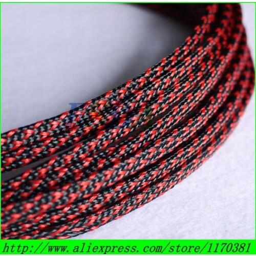 10M 6mm Black & Red High Tensile Cut and Abrasion Resistant PET Expandable Braided Sleeving + Free shipping