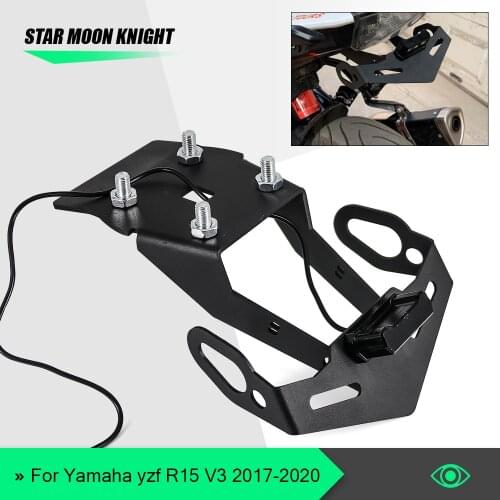 Motorcycle License Plate Frame Bracket Mount Holder with LED Indicator Light for Yamaha YZF R15 V3 R 15 V3 2017 2018 2019 2020