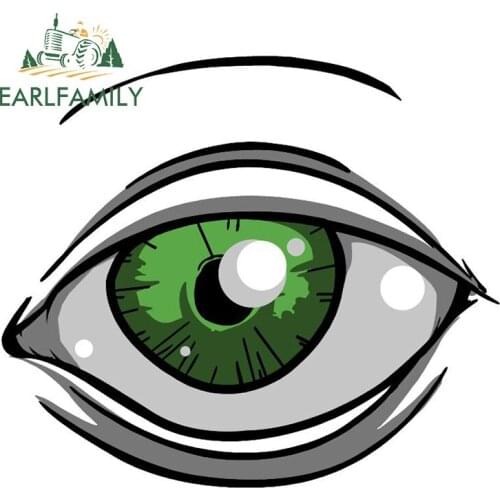 EARLFAMILY 13cm x 11.3cm for Evil Eyes Green Funny Car Stickers Creativite Vinyl Car Door Decal Surfboard Sunscreen Decoration