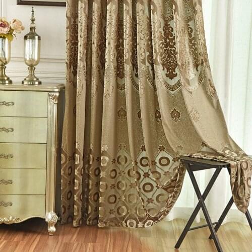 European gray jacquard curtains for Living Room bedroom luxury velvet pile curtain window treatment