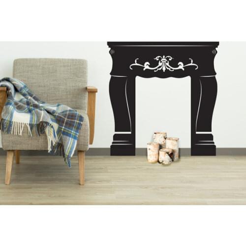 Faux Fireplace Mantel - Shabby Chic Wall Decal Custom Vintage Vinyl Art Stickers for Homes, Kids Rooms, Classrooms, Dorms LR29