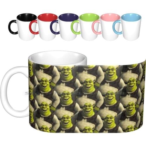 Shrek Pattern Ceramic Mugs Coffee Cups Milk Tea Mug Shrek Dreamworks Pattern Orge Life Love Funny Meme Green Monster Dank 420
