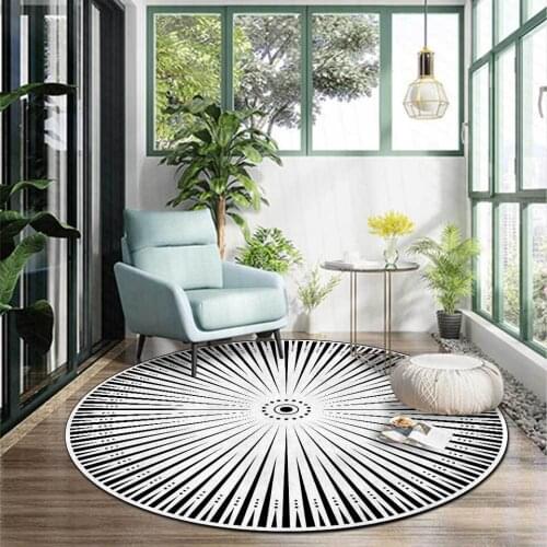 Round Rug For Bedroom Simple Black White Geometric Modern Carpet For Living Room Nordic Fashion Chair Rug Anti-Slip Floor Mat