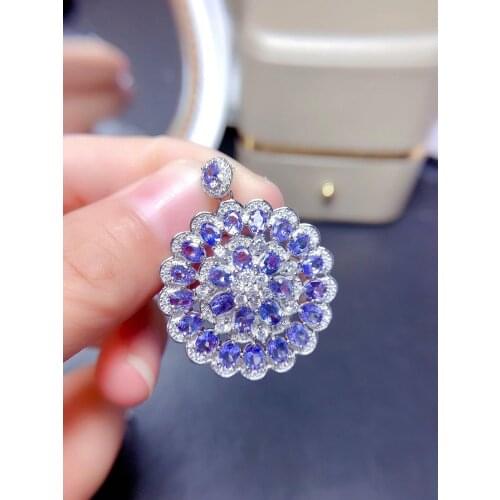 Personality Trend 100% Natural And Real Tanzanite Necklace 925 Sterling Silver Fine Jewelry