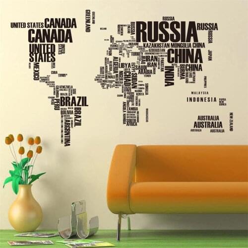 DIY Wall Sticker World Map Vinyl Wall Decals Removable Stickers Mural for Living Room Bedroom Home Decor