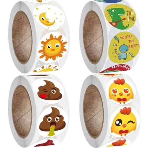 24 Types Cartoon Cute Expression Sun Moon Chick Kid Stickers Reward Labels for Children Student Toy Game Scrapbooking Gift Seal