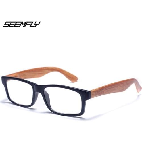 Seemfly Fashion Imitation Wood Square Reading Glasses Men Women Classic Clear Lens Prebyopia Spectacles Hyperopia Eyeglasses New