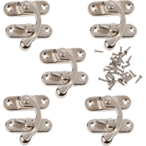 5 Set Retro Swing Bag Clasp Closure Lock Suitcase Box Latch w Screw Silver