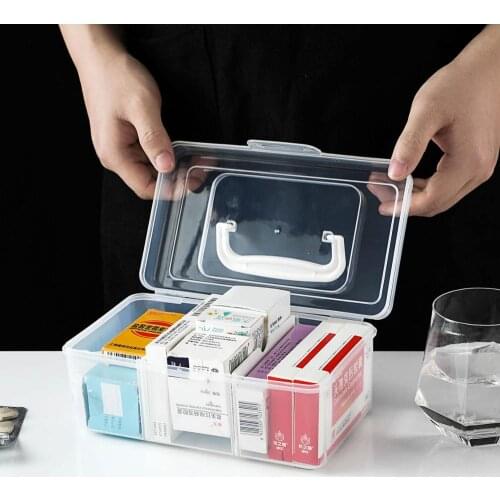 Portable Transparent Medical Kit Pill Case Boxes Drugs Organizer Home Travel Medicine Chest Container First Aid Kit