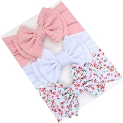 3pcs/set Top Knot Bow Baby Headband Over Sized Bow Headwraps Baby Girl Hair Accessory