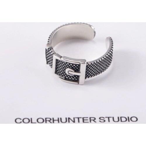 Simple Style Silver Color Belt Ring Opening Adjustable Ring Women Mens Motorcycle Party Hip Hop Punck Ring Jewelry Gifts